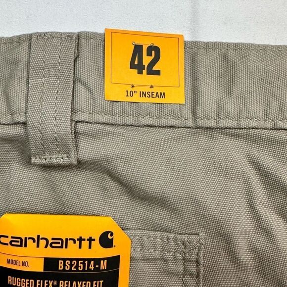 NWT Carhartt Men’s Rugged Flex Relax Fit Canvas Work 10” Short - Tan - Size 42 - Picture 4 of 10